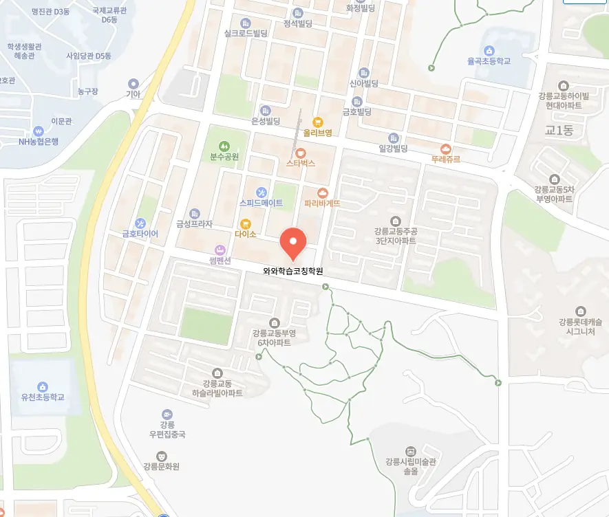 강릉교동 학원 쏙 학원 위치 정보