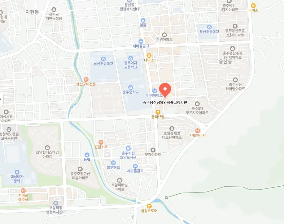 호암동 중2 수학학원 쏙 학원 위치 정보